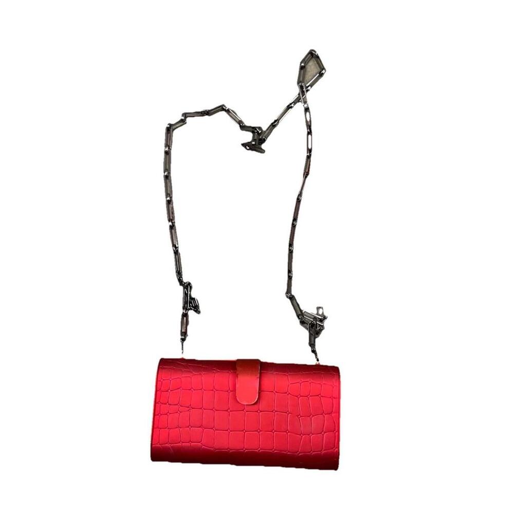 Edie Parker Red Evening Bags With Crocodile Pattern‎ Clutch H45